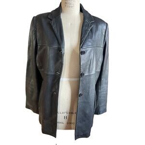 Y2K Jones New York Women's Black Leather Blazer Size Large